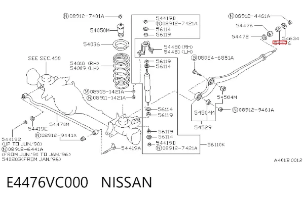 Silentblock przedniego wahacza dolnego E4476VC000 Nissan/Infiniti