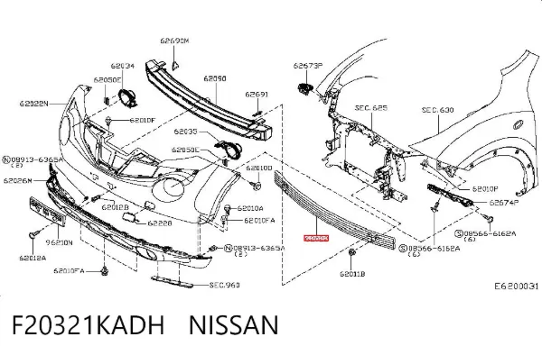 Wzmocnienie zderzaka przedniego F20321KADH Nissan/Infiniti