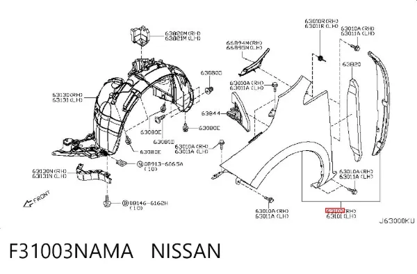 Błotnik przedni prawy F31003NAMA Nissan/Infiniti