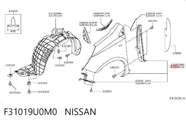 Błotnik przedni lewy Nissan Note E11