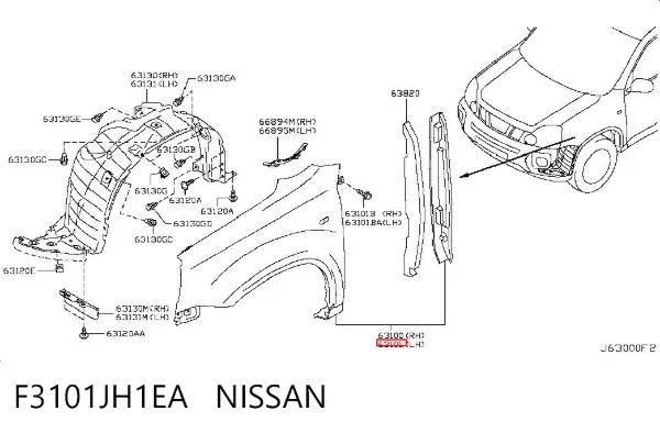 Błotnik przedni lewy F3101JH1EA Nissan/Infiniti