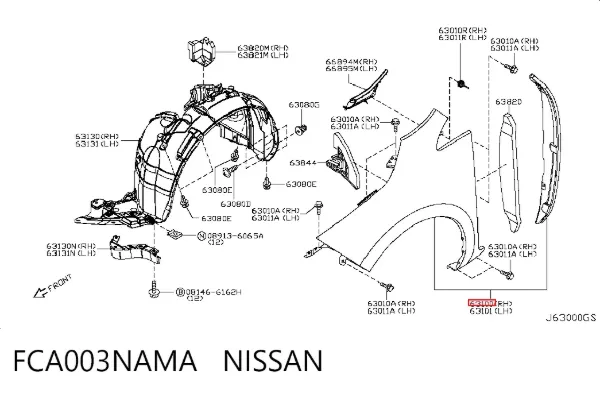 Błotnik przedni prawy FCA003NAMA Nissan/Infiniti
