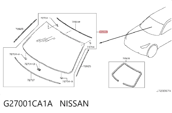 Szyba przednia G27001CA1A Nissan/Infiniti