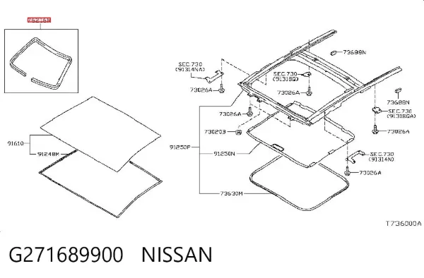 Uszczelka szyby przedniej Nissan X-Trail T30