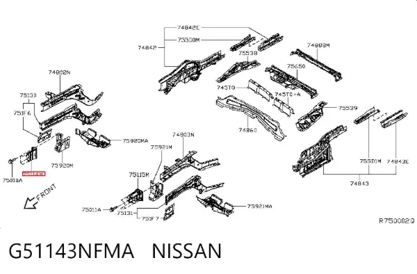 Wspornik wzmocnienia zderzaka przedniego G51143NFMA Nissan/Infiniti