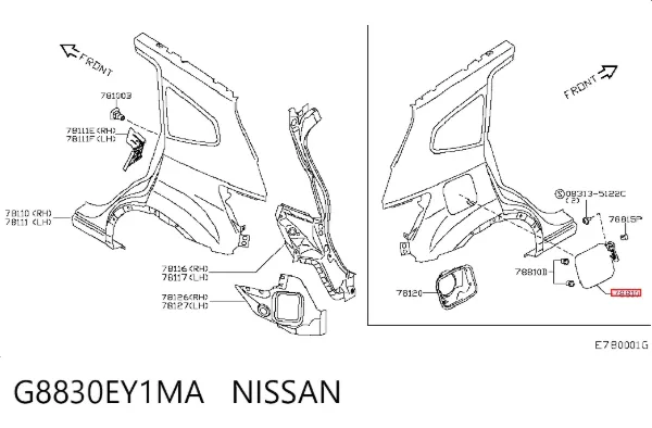 Klapka wlewu paliwa Nissan Qashqai +2 I