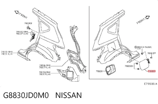 Klapka wlewu paliwa Nissan Qashqai I