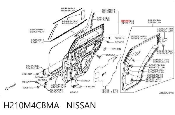 Drzwi tylne prawe H210M4CBMA Nissan/Infiniti