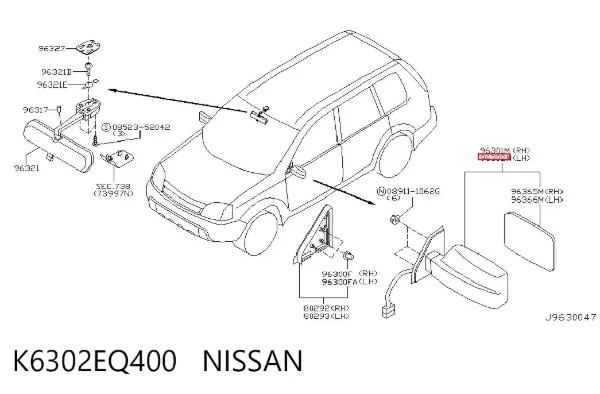 Lusterko wsteczne lewe K6302EQ400 Nissan/Infiniti