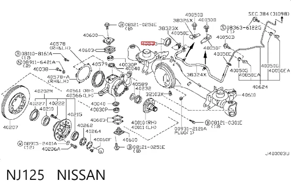 Uszczelniacz półosi mostu przedniego NJ125 Nissan/Infiniti