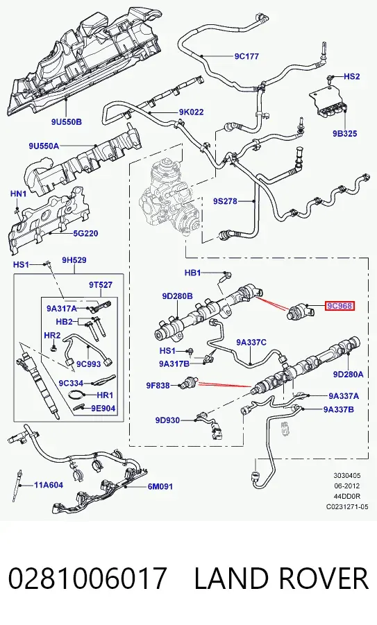 Regulator ciśnienia paliwa w listwie paliwowej Citroen C5  III 