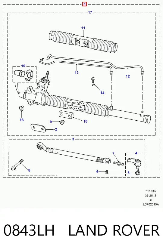Listwa kierownicza (maglownica) 0843LH Land Rover
