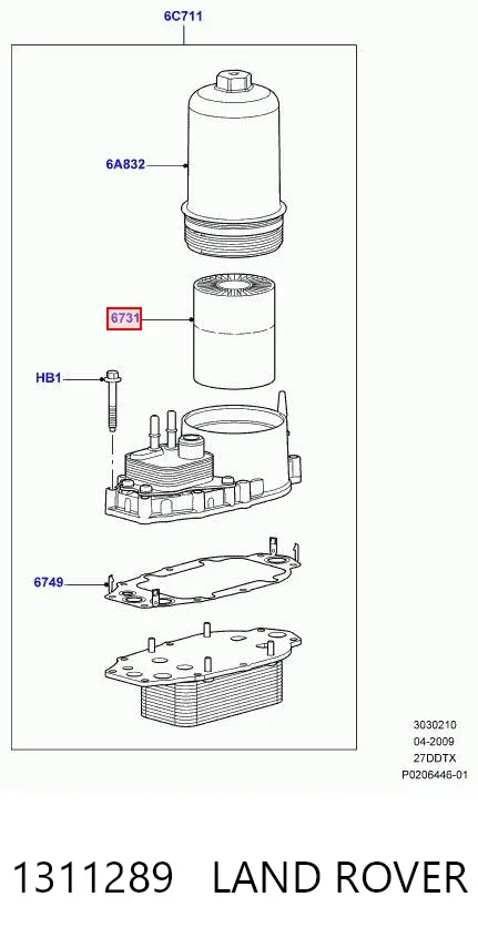 Filtr oleju 1311289 Land Rover