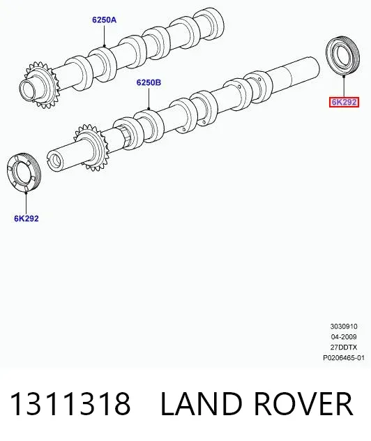 Uszczelniacz wałka rozrządu silnika 1311318 Land Rover