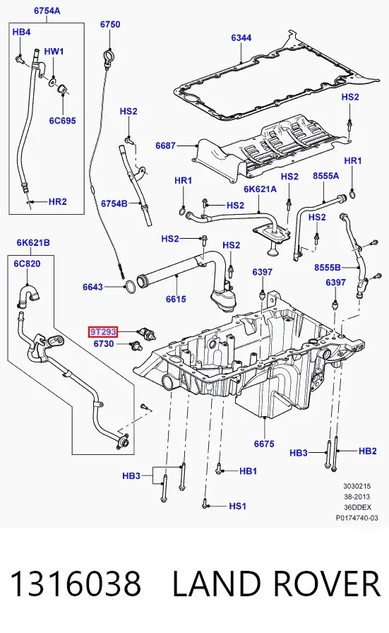 Czujnik temperatury oleju w silniku 1316038 Land Rover