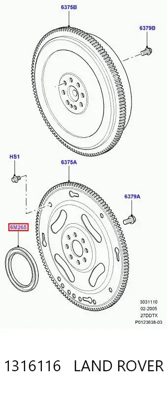 Wieniec zębaty czujnika położenia wału korbowego 4R8Q6M265AB Land Rover
