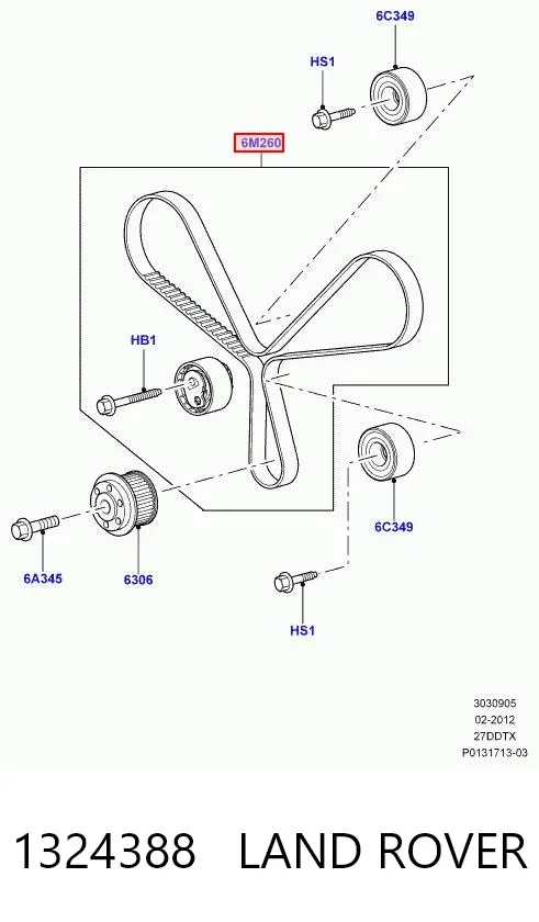 Pasek rozrządu, zestaw 1324388 Land Rover