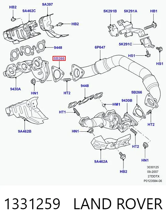 Uszczelka kolektora wydechowego 1331259 Land Rover