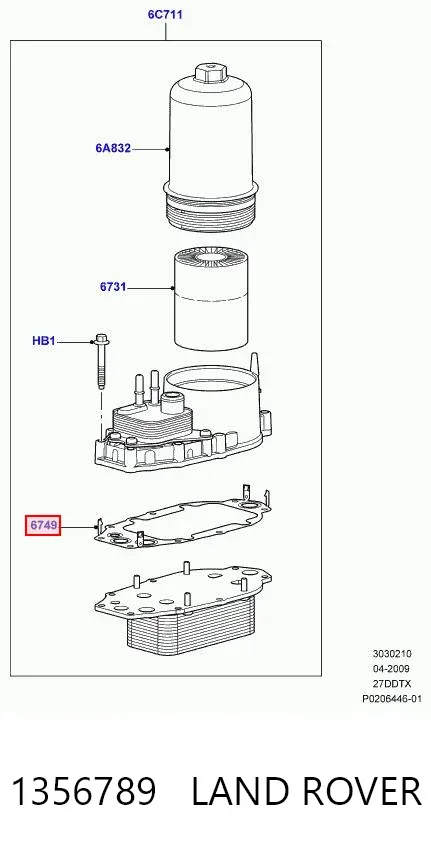 Uszczelka adaptera filtra oleju 1356789 Land Rover