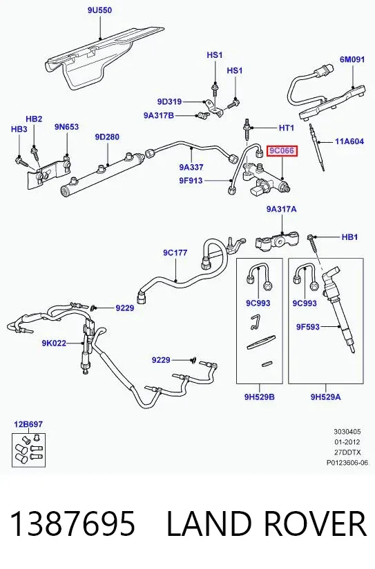 Czujnik ciśnienia paliwa 1387695 Land Rover