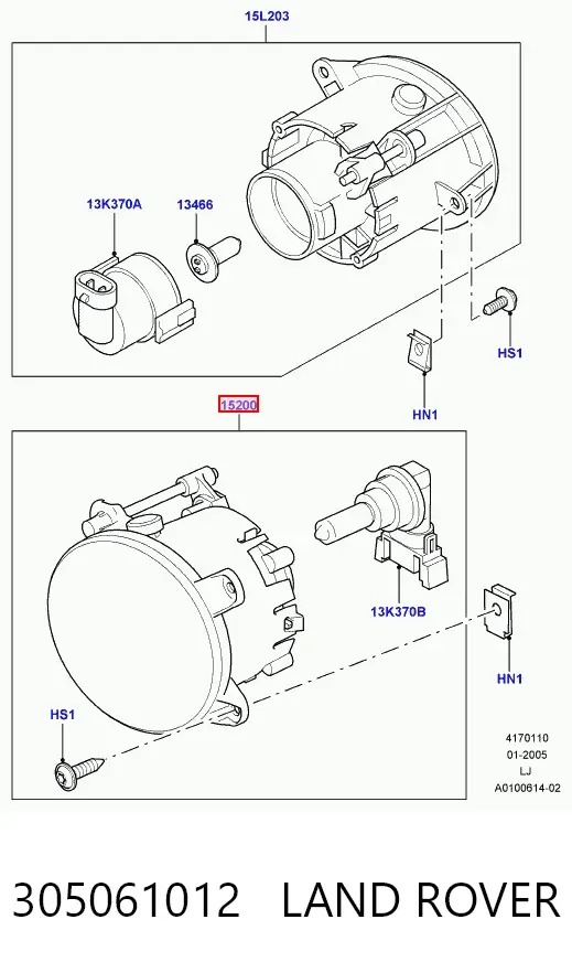 Lampa przeciwmgielna prawa 305061012 Land Rover
