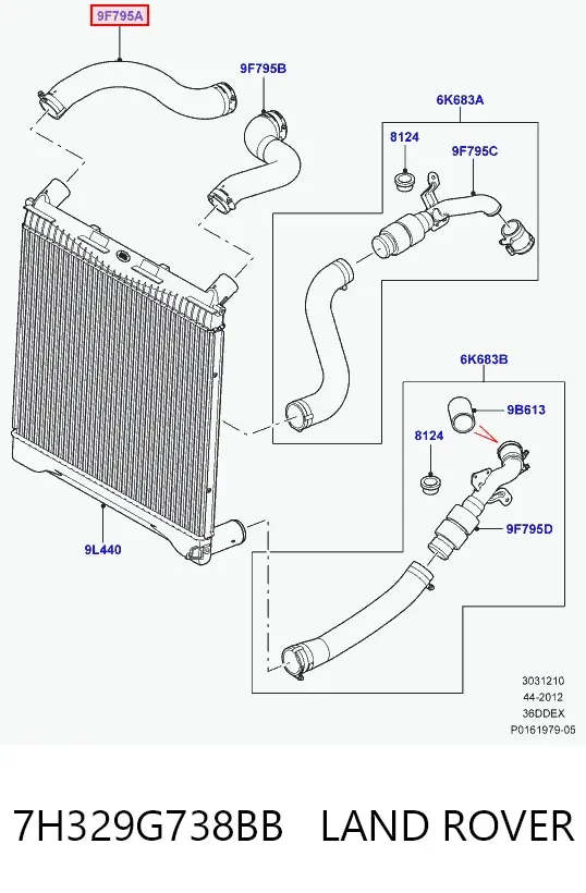 Przewód (króciec) intercoolera 7H329G738BB Land Rover