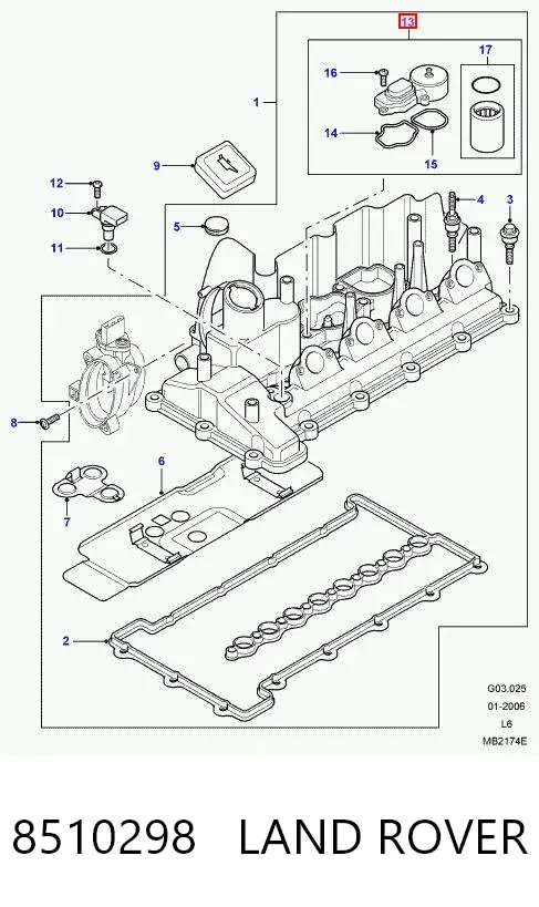 Zawór PCV odpowietrzający silnik 8510298 Land Rover