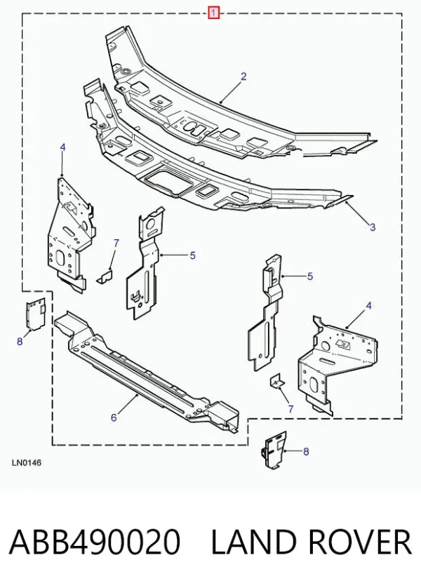 Osłona chłodnicy kompletna (panel mocowania reflektorów) Land Rover Freelander I
