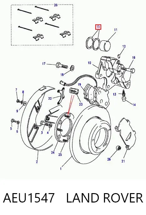 Zestaw naprawczy zacisku hamulcowego przedniego AEU1547 Land Rover
