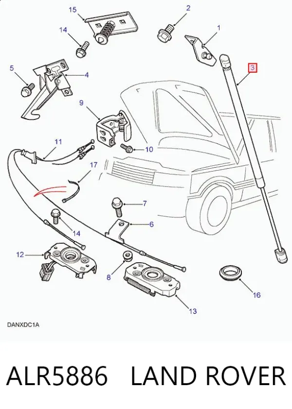 Amortyzator maski Land Rover Range Rover II