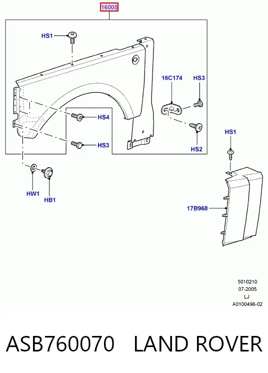 Błotnik przedni lewy Land Rover Range Rover III