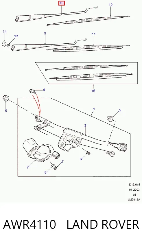 Ramię wycieraczki szyby przedniej Land Rover Freelander I