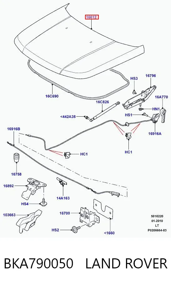 Maska silnika BKA790050 Land Rover