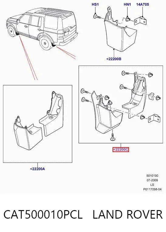 Chlapacze tylne, komplet Land Rover Discovery III
