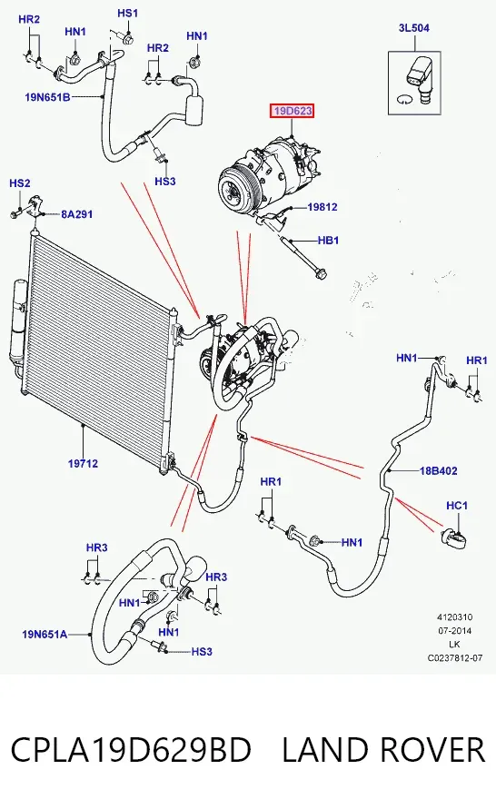 Sprężarka klimatyzacji CPLA19D629BD Land Rover