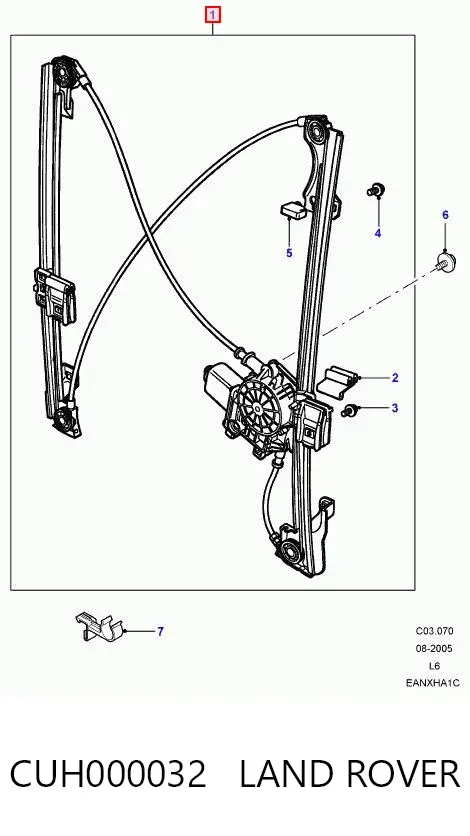 Mechanizm podnoszenia szyby drzwi przednich lewych CUH000032 Land Rover
