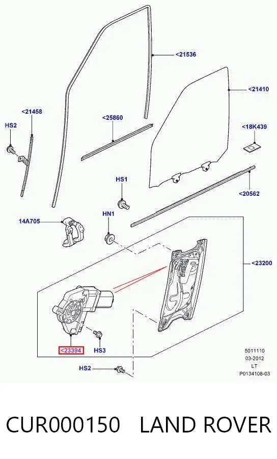 Silniczek podnośnika szyby drzwi przednich lewych CUR000150 Land Rover