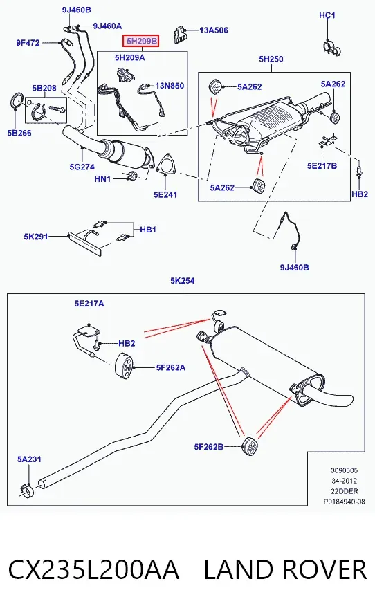 Czujnik ciśnienia spalin CX235L200AA Land Rover