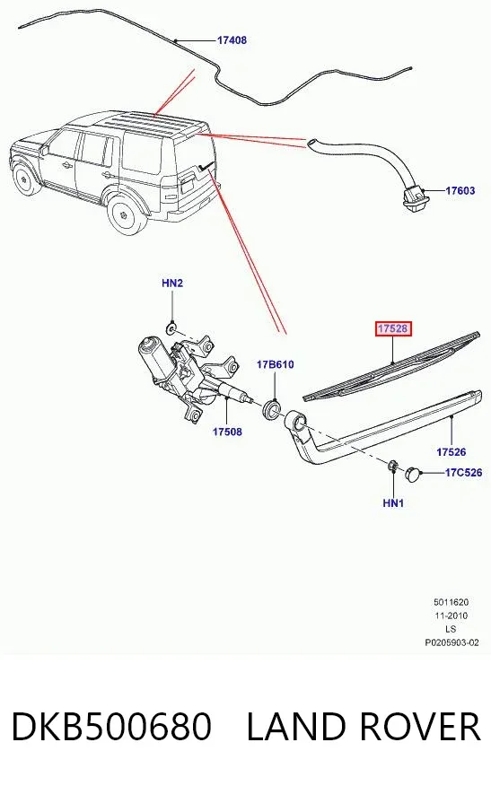 Pióro wycieraczki szyby tylnej Land Rover Discovery III