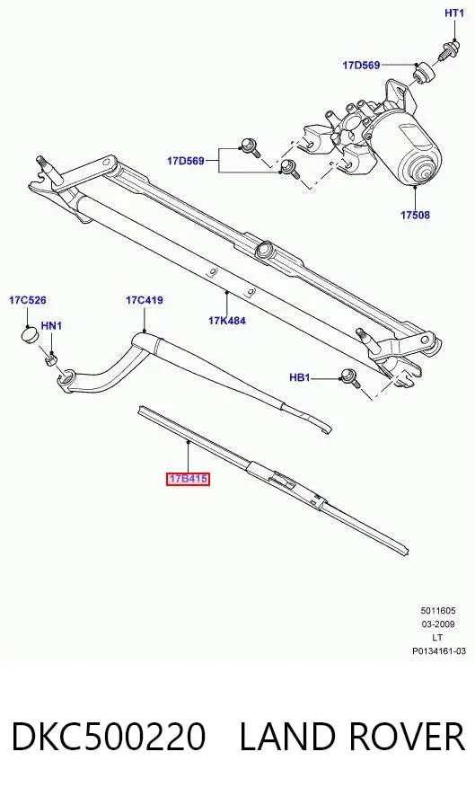 Pióro wycieraczki szyby przedniej kierowcy DKC500220 Land Rover