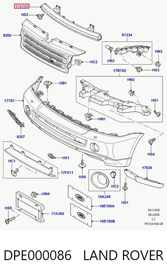 Wzmocnienie zderzaka przedniego DPE000086 Land Rover