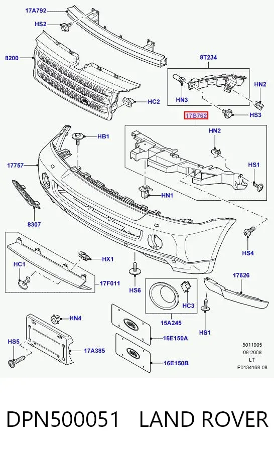 Wspornik zderzaka przedniego lewy DPN500051 Land Rover