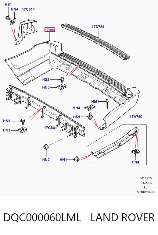 Zderzak tylny DQC000060LML Land Rover