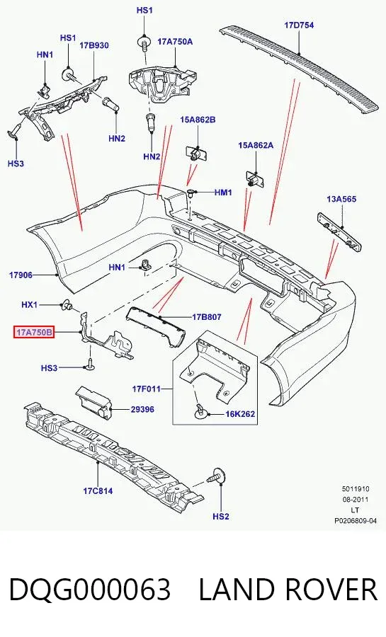 Wspornik zderzaka tylnego prawy DQG000063 Land Rover