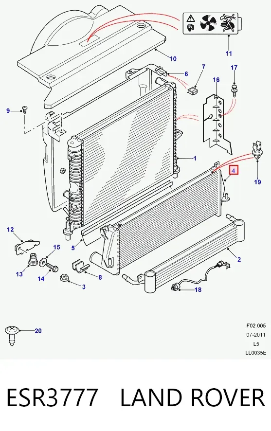 Chłodnica intercoolera ESR3777 Land Rover