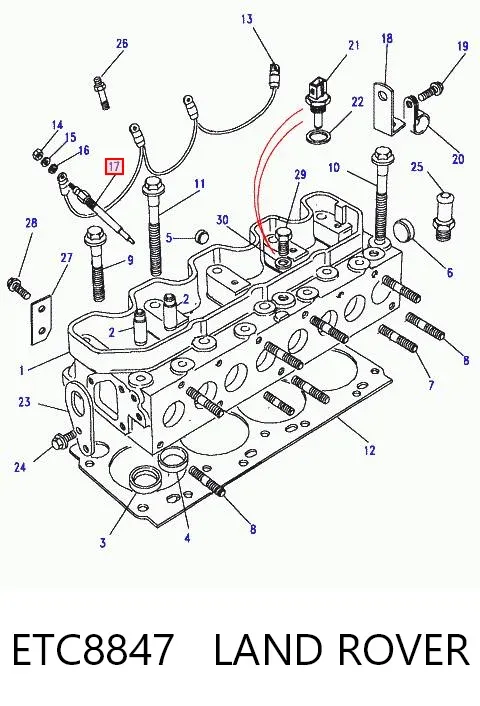 Świeca żarowa ETC8847 Land Rover