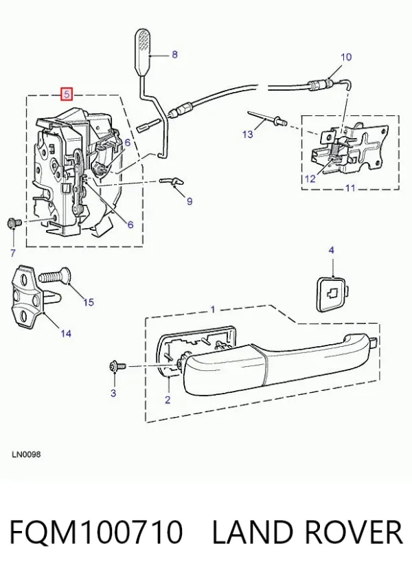 Zamek drzwi tylnych lewych Land Rover Discovery II