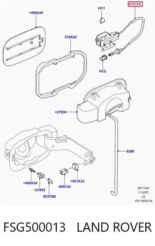 Zamek klapki wlewu paliwa = siłownik klapki wlewu paliwa FSG500013 Land Rover