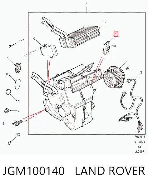 Rezystor wentylatora nagrzewnicy (ogrzewacza kabiny) JGM100140 Land Rover