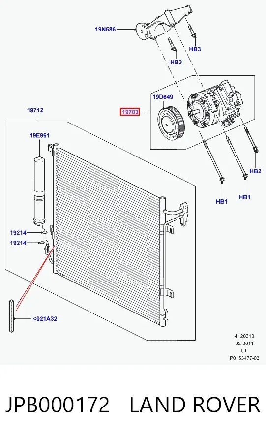 Sprężarka klimatyzacji JPB000172 Land Rover